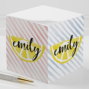Striped Lemons Personalized Paper Note Cube