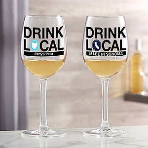 Drink Local Personalized 12oz. White Wine Glass