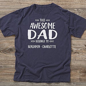 Personalised This Awesome Dad Belongs To Mens Funny Father's Day T-Shirt Present