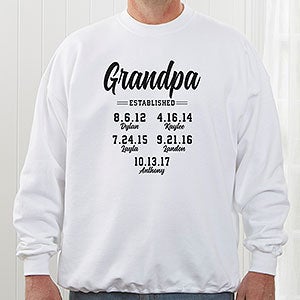 Personalized Dad Established Crewneck Sweatshirt - Adult Large - White