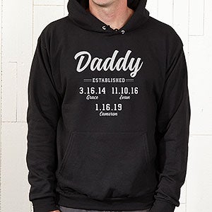 Personalized Dad Established Hooded Sweatshirt - Adult Medium - Black