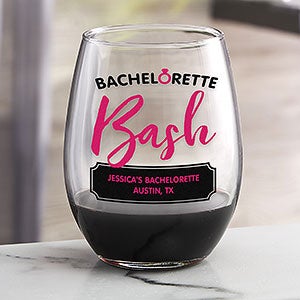 Bachelorette Bash Personalized Stemless Wine Glass