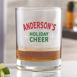 Holiday Cheer Personalized Printed Whiskey Glass