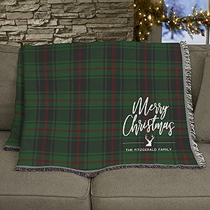 Christmas Plaid Personalized 56x60 Woven Throw