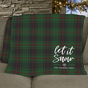 Christmas Plaid Personalized 60x80 Plush Fleece Blanket - #24785-FL