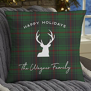 Woodsy Winterland Personalized 18-inch Plaid Throw Pillow