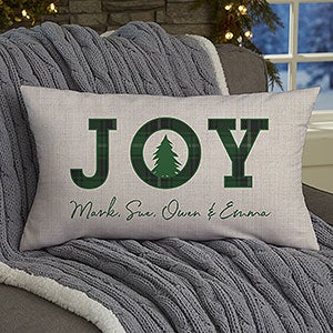 Christmas Plaid Personalized Lumbar Velvet Throw Pillow