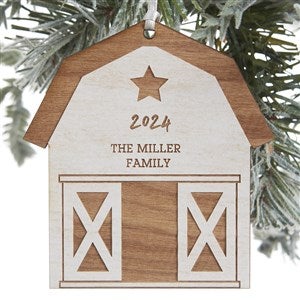 Christmas Barn Personalized Wood Ornament- Whitewash - #24813-W
