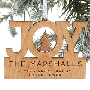 Family Joy Personalized Natural Wood Ornament