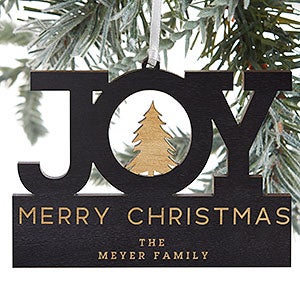Family Joy Personalized Black Stain Wood Ornament