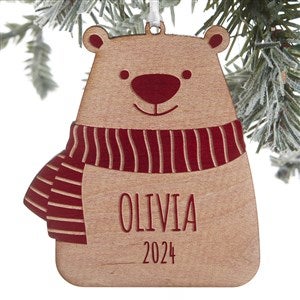 Baby Bear Personalized Red Maple Wood Ornament
