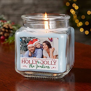 Holiday Phrases 10oz Crystal Waters Scented Christmas Photo Candle
