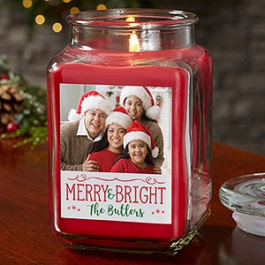 Holiday Phrases 18oz Cinnamon Spice Scented Christmas Photo Candle