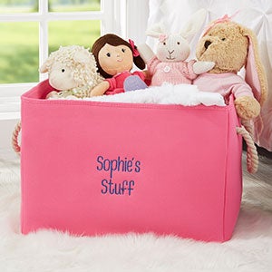 Kid's Room Embroidered Storage Tote - Pink