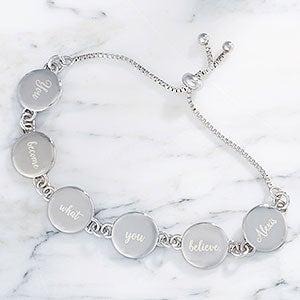 Personalized Engraved Round Disc Bolo Bracelet - 24903