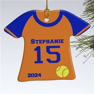 1-Sided Softball Sports Jersey Personalized T-Shirt Ornament
