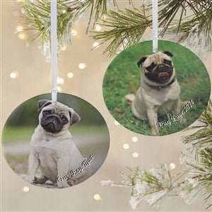 Pet Photo Memories Personalized Ornament - 2 Photos Matte