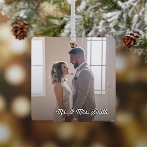 Wedding Photo Memories Personalized Square Ornament- 2.75" Metal - 1 Sided - #24917-1M