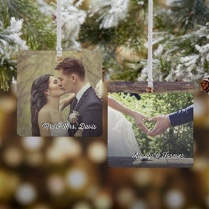 Wedding Photo Memories Personalized Square Ornament- 2.75" Metal - 2 Sided - #24917-2M
