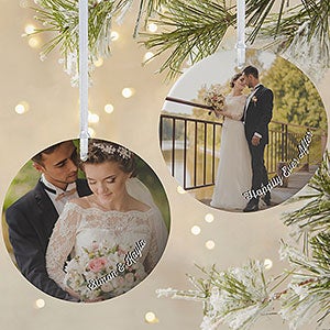 Wedding Photo Memories Personalized Ornament - 2 Sided Matte