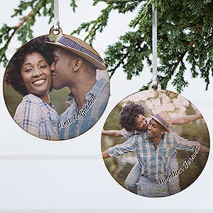Cute Couple Photo Personalized Ornament - 2 Sided Wood