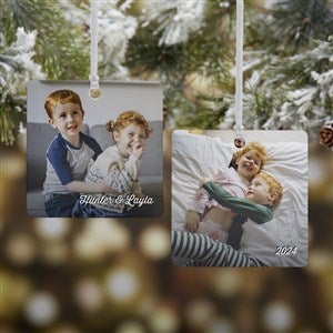 Kids Photo Memories Personalized Square Ornament - 2 Sided