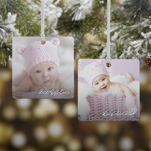 Baby Photo Memories Personalized Square Ornament- 2.75" Metal - 2 Sided - #24920-2M