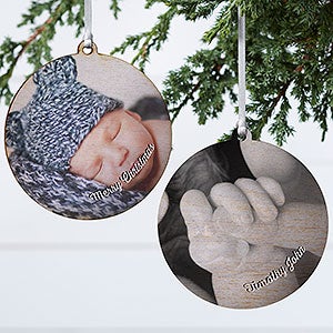 Baby Photo Memories Personalized Ornament - 2 Sided Wood