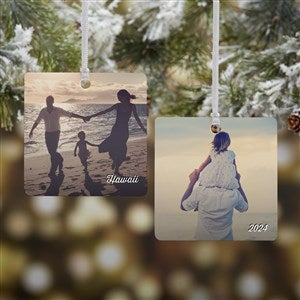 Vacation Photo Memories Personalized Square Ornament- 2.75" Metal - 2 Side - #24921-2M
