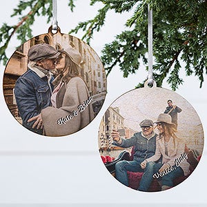 Vacation Photo Memories Personalized Ornament - 2 Sided Wood