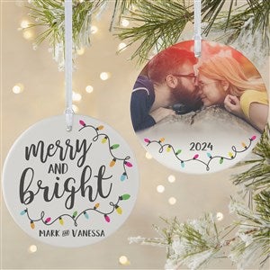 Merry & Bright Personalized Ornament - 2 Sided Matte