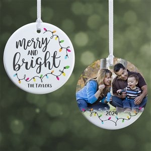 Merry & Bright Personalized Ornament - 2 Sided Glossy