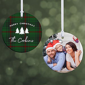 Christmas Plaid Personalized Ornament- 2.85" Glossy - 2 Sided - #24925-2S