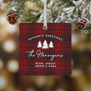 Christmas Plaid Personalized Metal Ornament