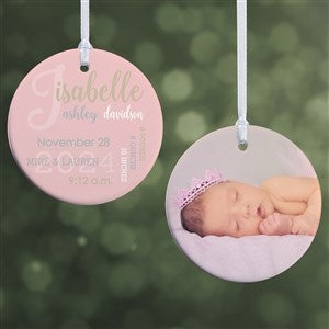 All About Baby Girl Personalized Ornament - 2 Sided Glossy