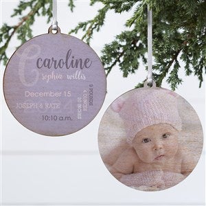 All About Baby Girl Personalized Wood Photo Ornament
