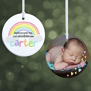 Rainbow Baby Personalized Ornament - 2 Sided Glossy