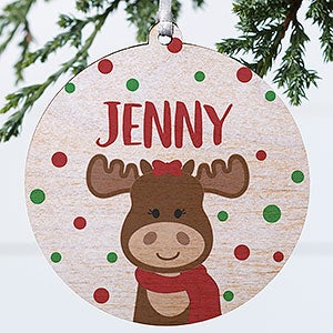 Christmas Moose Personalized Wood Ornament - 1 Sided