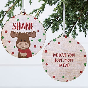 Christmas Moose Personalized Wood Ornament - 2 Sided