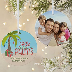 Tropical Greetings Personalized Photo Ornament - 2 Sided Matte