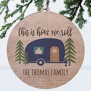 Happy Camper Personalized Wood Ornament