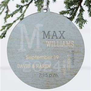 All About Baby Boy Personalized Wood Ornament