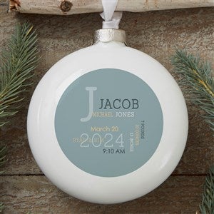 Modern All About Baby Boy Personalized Deluxe Ornament- 4" 3D Disc- 1 Sided - #24981-D