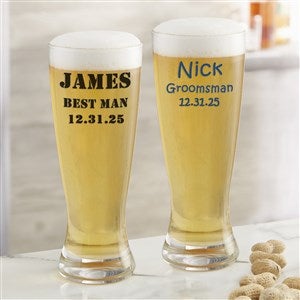 Groomsmen 20oz. Custom Printed Pilsner Beer Glasses