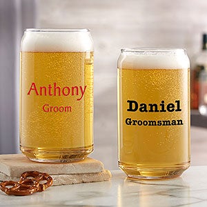Groomsmen 16oz Custom Printed Beer Can Glasses