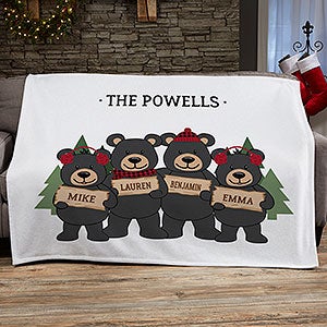 Holiday Bear Family Personalized 50x60 Sweatshirt Blanket