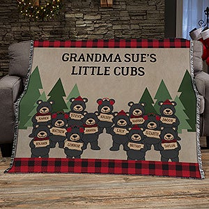 Holiday Bear Family Personalized 56x60 Woven Throw