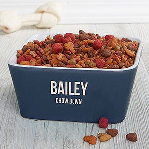 Pet Expressions Personalized Ceramic Dog Bowl - Navy