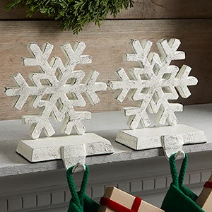 New Set of 3 Pewter Snowflake Stocking Holders 