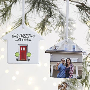 Front Door Welcome Personalized Photo Ornament - 2 Sided Glossy